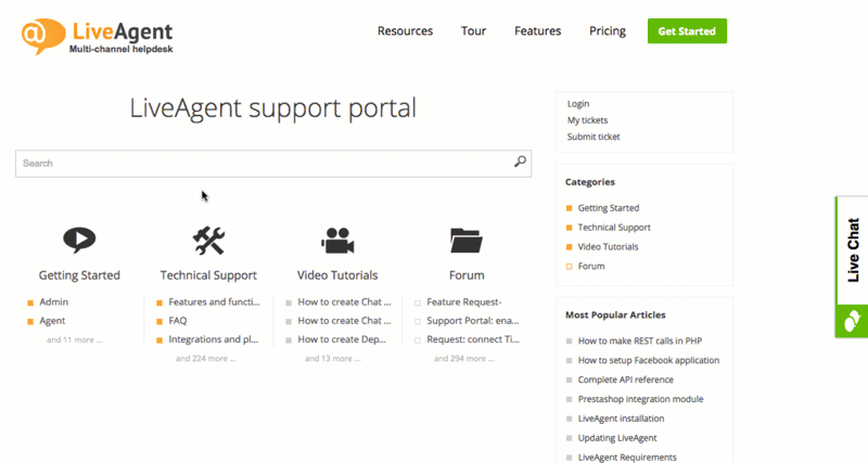 LiveAgent self-service portal for 24/7 customer support