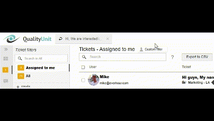 LiveAgent - Information om ärende-begärare i ärende-flikar