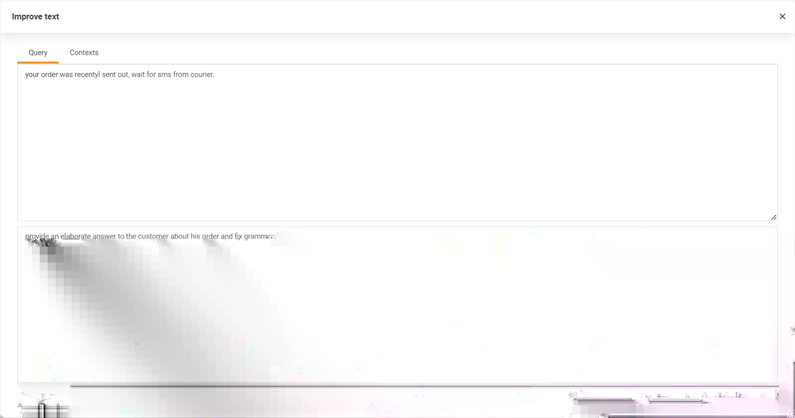 Bild som visar LiveAgents funktion Förbättra text