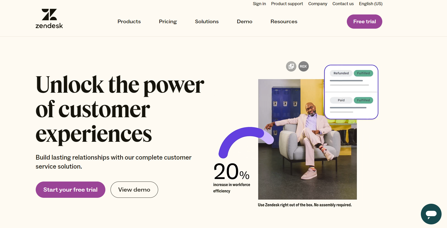 Zendesk callcenter-programvara hemsida