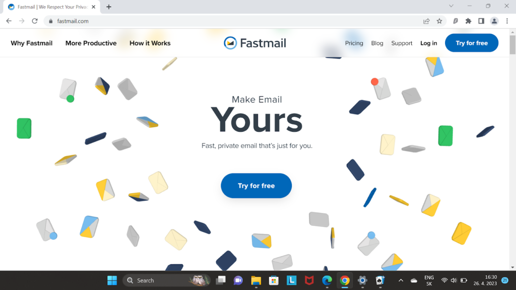 Fastmail hemsida
