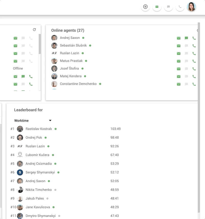 Intern arbetsplatschattfunktion i LiveAgent - exempel