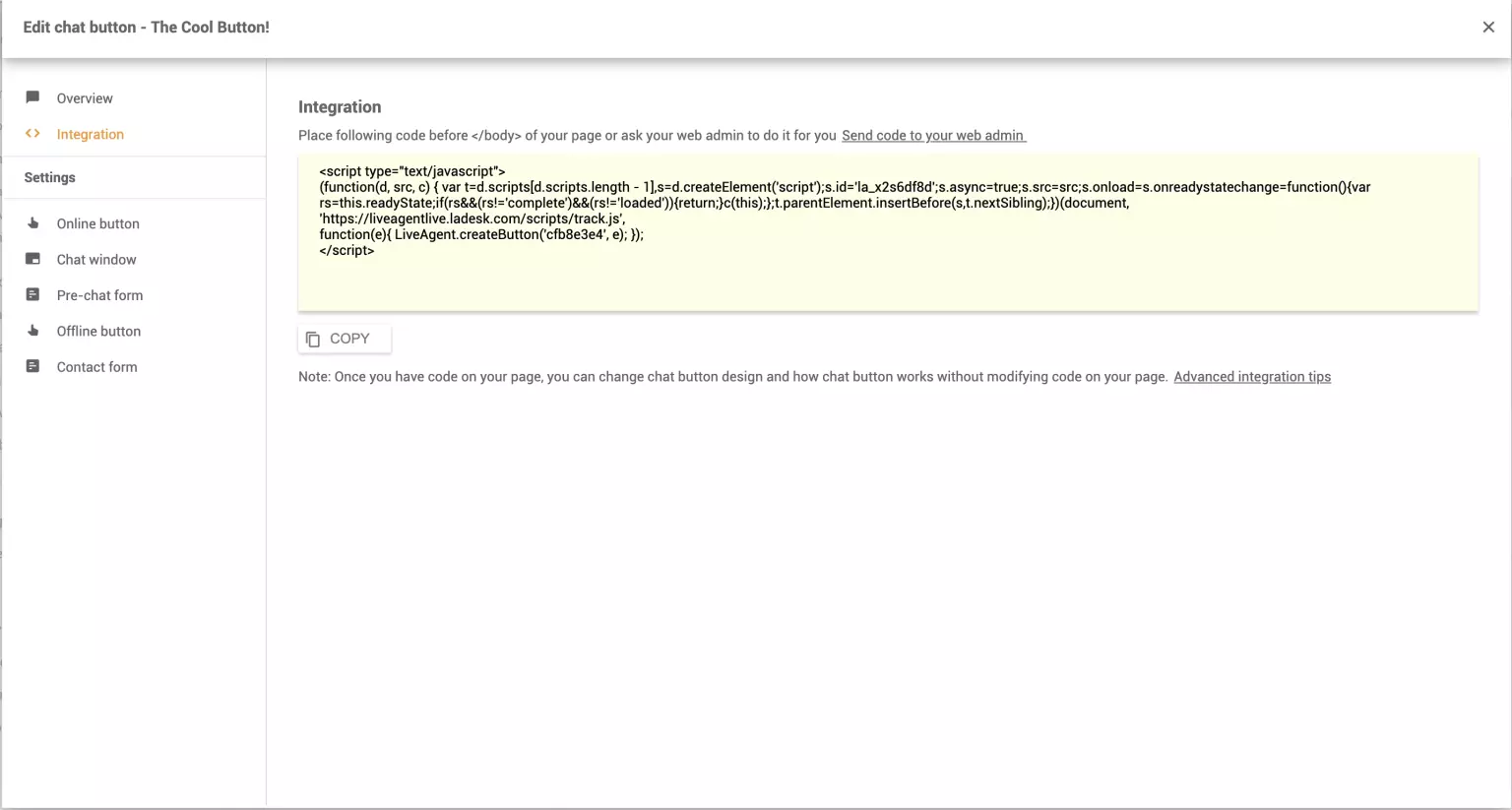 Integrera till webbplats