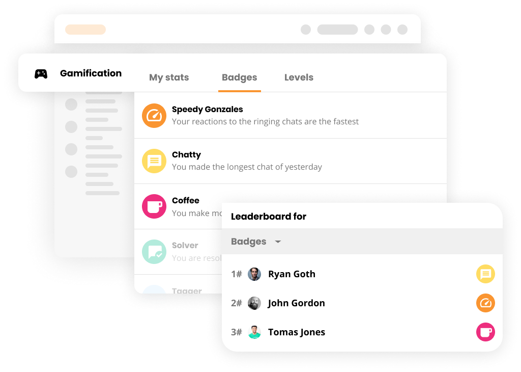 Visuellt exempel på Gamification-funktionen i LiveAgent