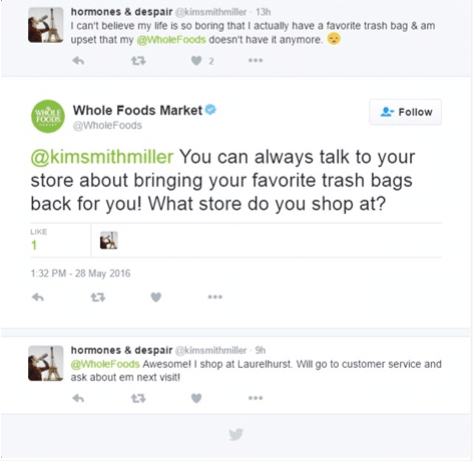 Whole Foods Twitter reply