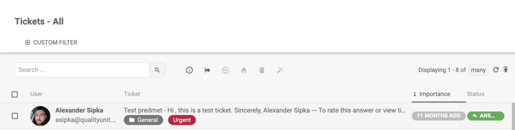 LiveAgent - brådskande tagg på en ticket