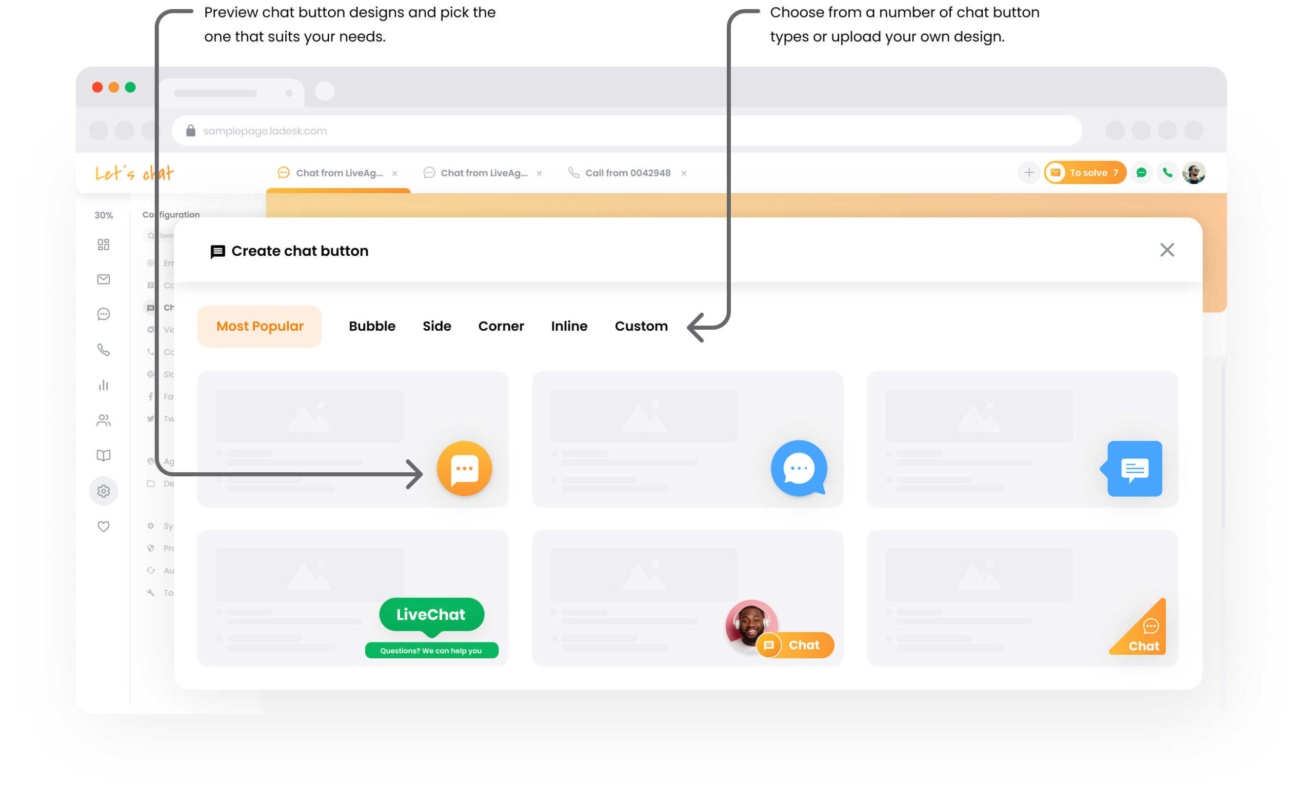 LiveAgent chat button gallery
