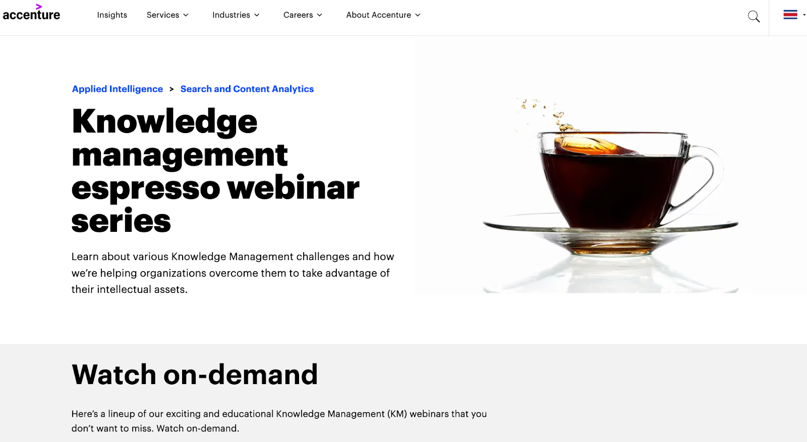 En skärmdump av Accentures resurser som delas genom kunskapshantering