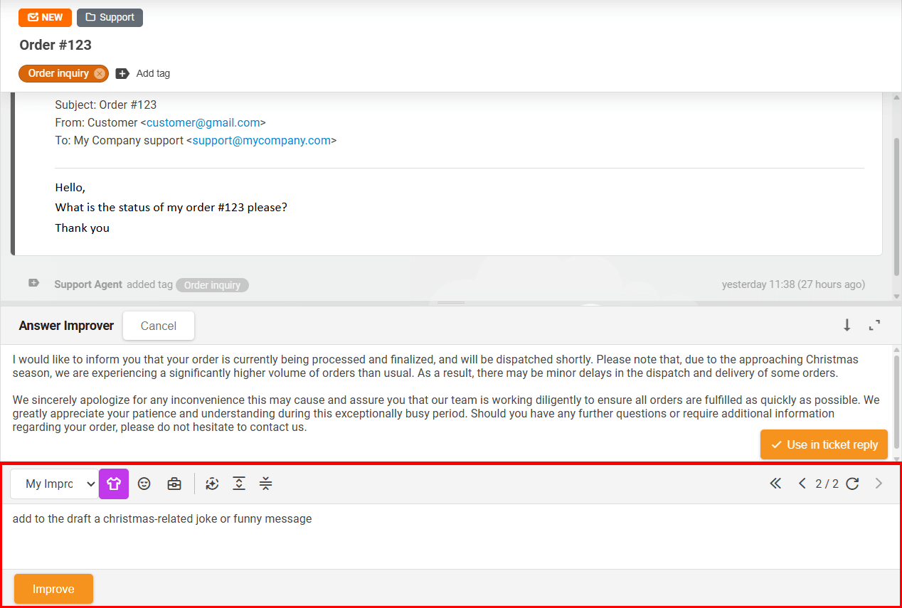 Redigera svar med Answer Composer