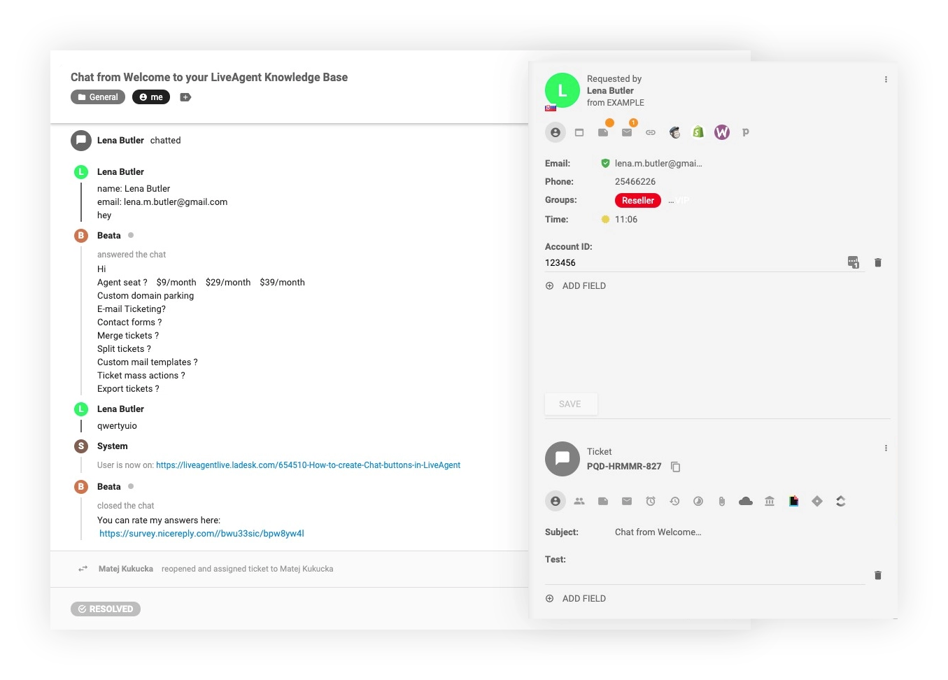 CRM-integration i LiveAgent