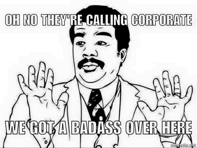 Kundservice-meme om arg kund