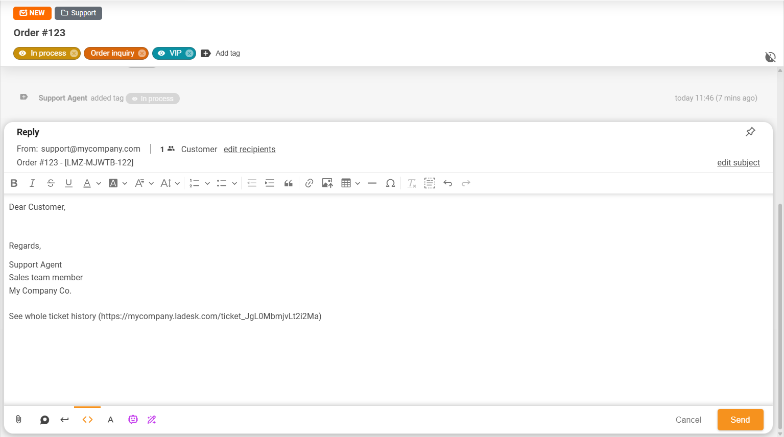 Fäst- och lossningsfunktion i LiveAgent