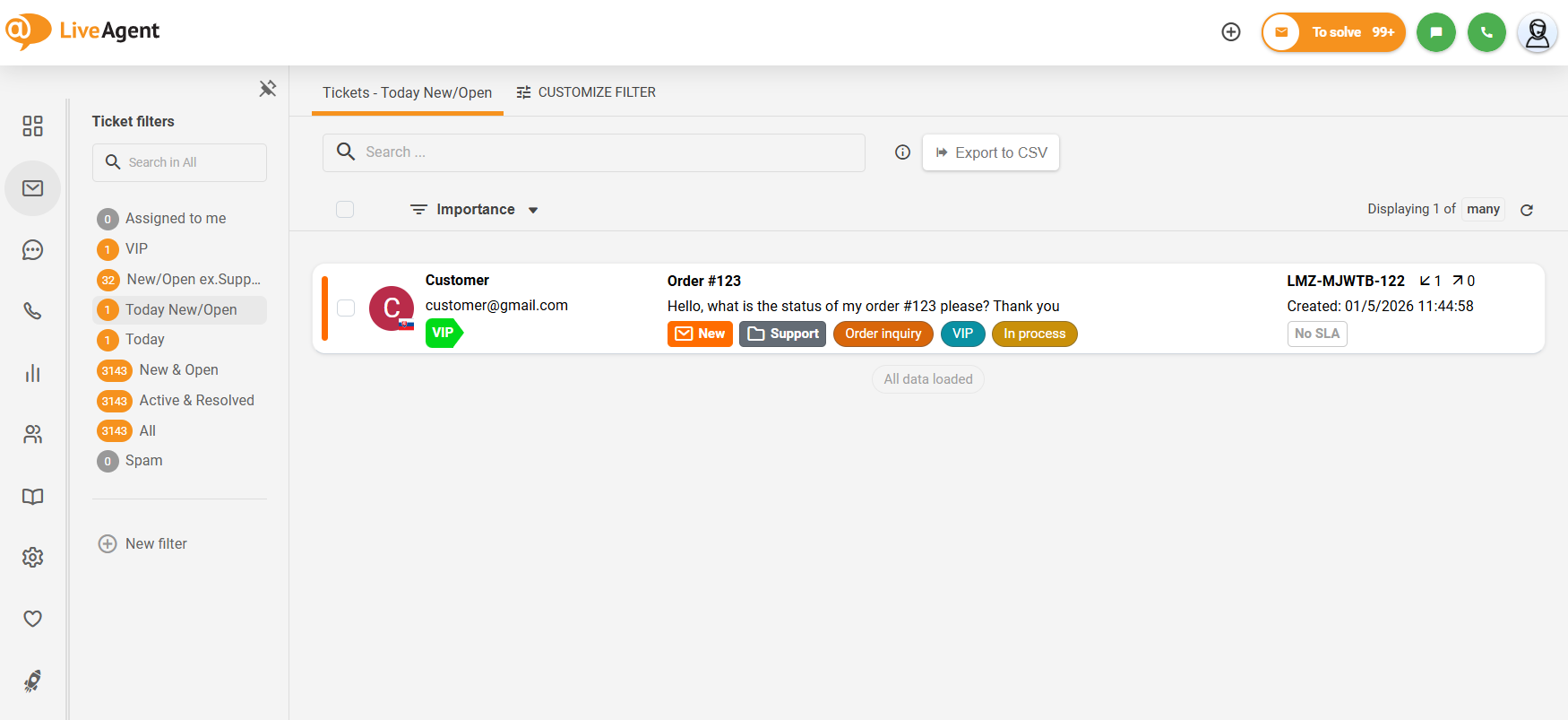 Översikt över hopfällbar undermeny i LiveAgent