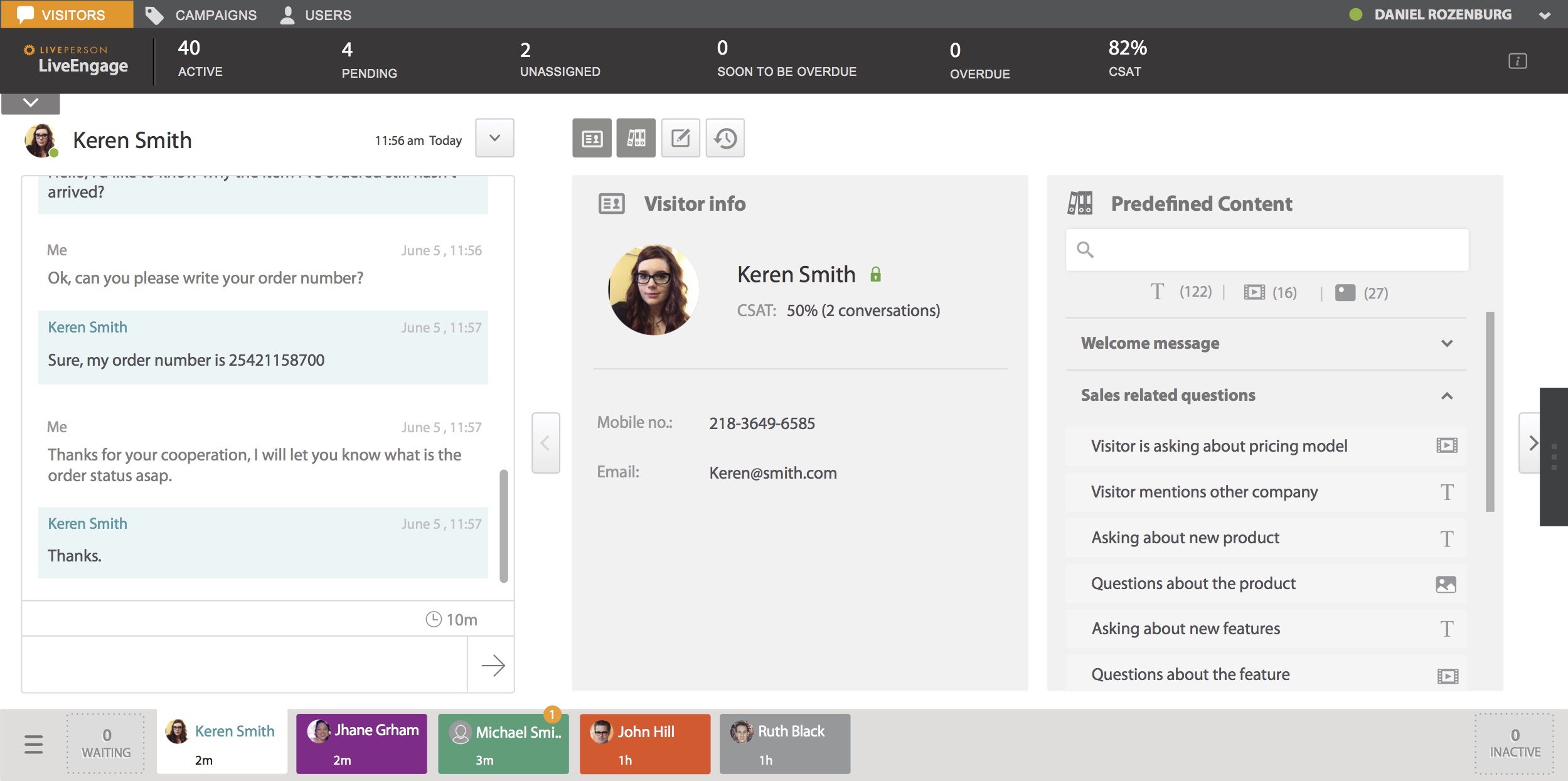 LivePerson ongoing chat window