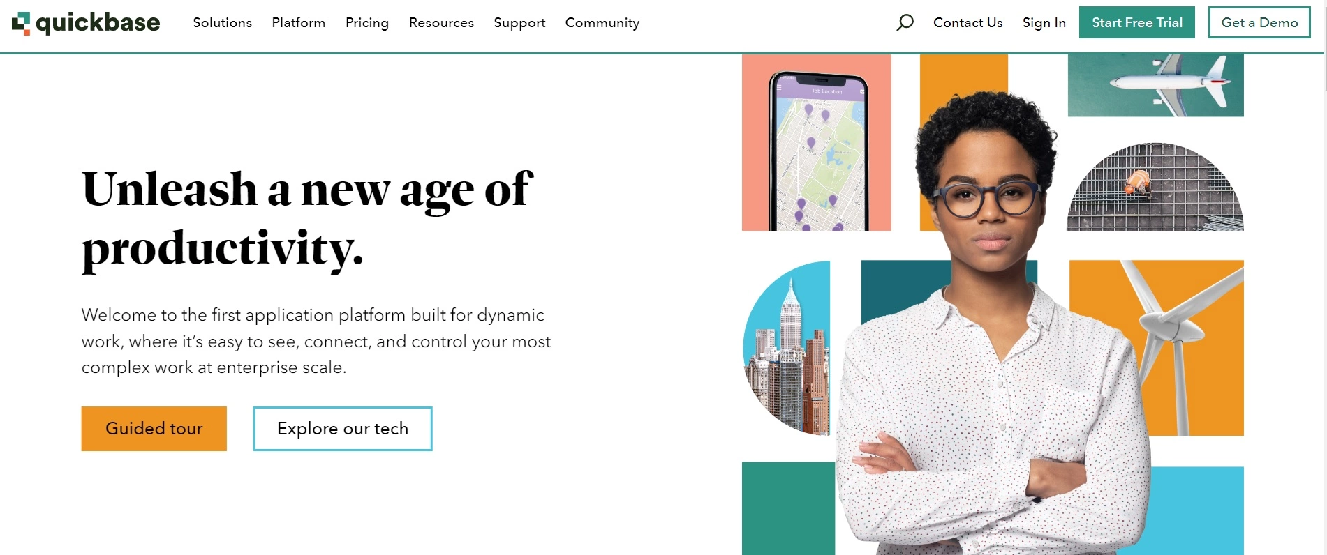 Quickbases hemsida - anslut och kontrollera dina komplexa projekt utan någon kodningserfarenhet