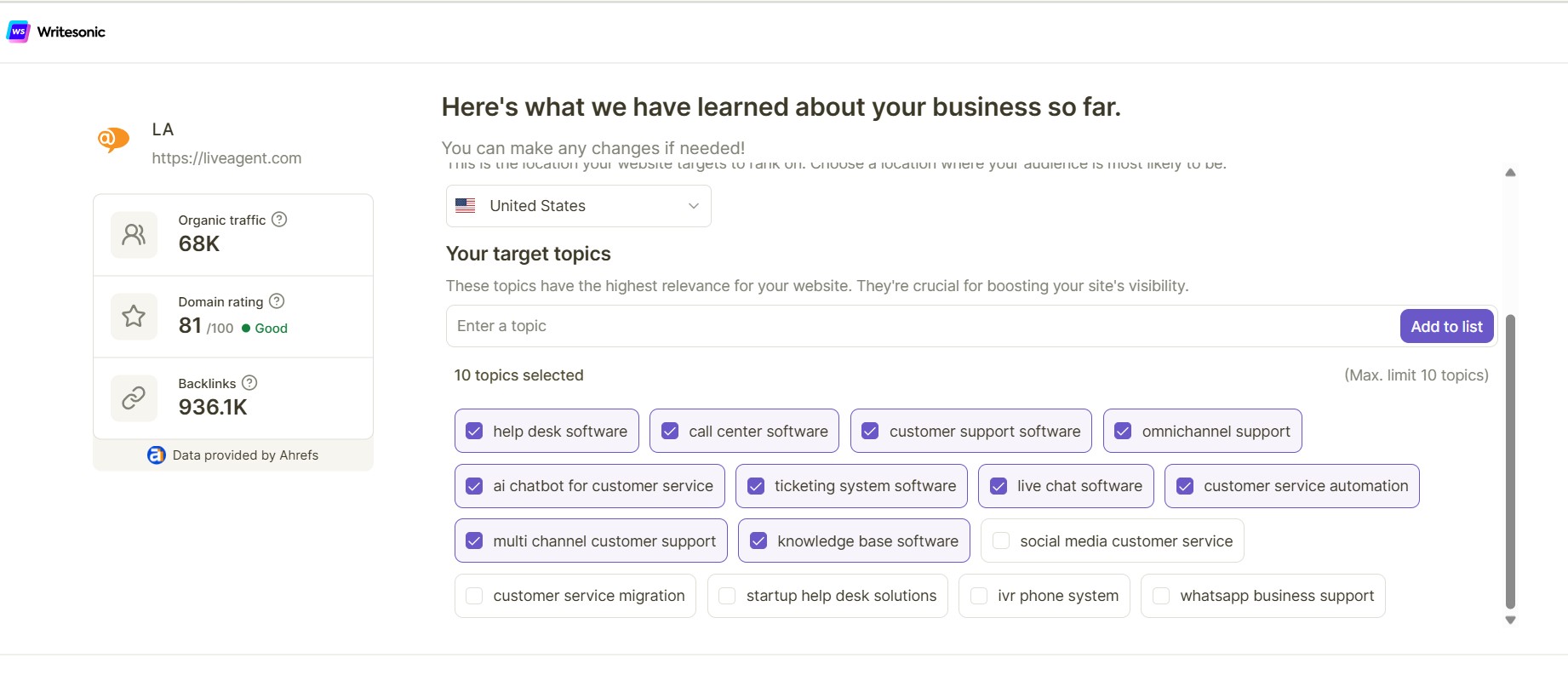 Writesonic AI webbplats SEO-granskningsöversikt