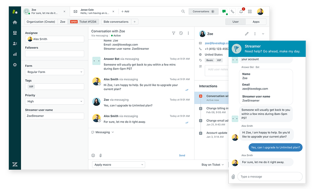 Zendesk kundsupport och konversationer