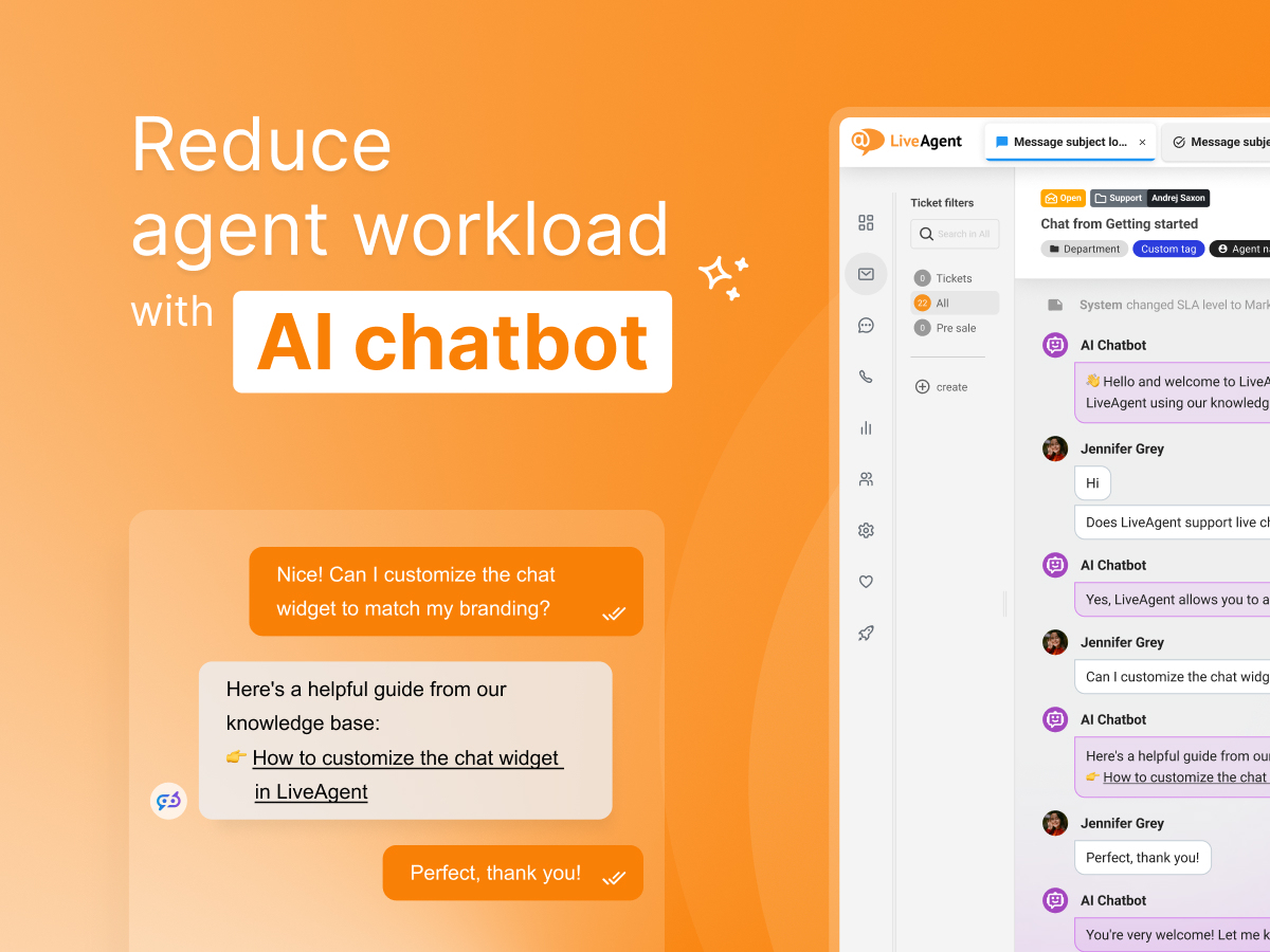 LiveAgent AI Chatbot gränssnittsskärmbild