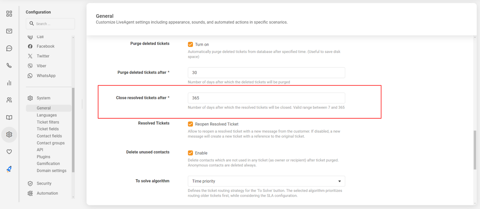 Funktion för automatiserad stängning av lösta ärenden