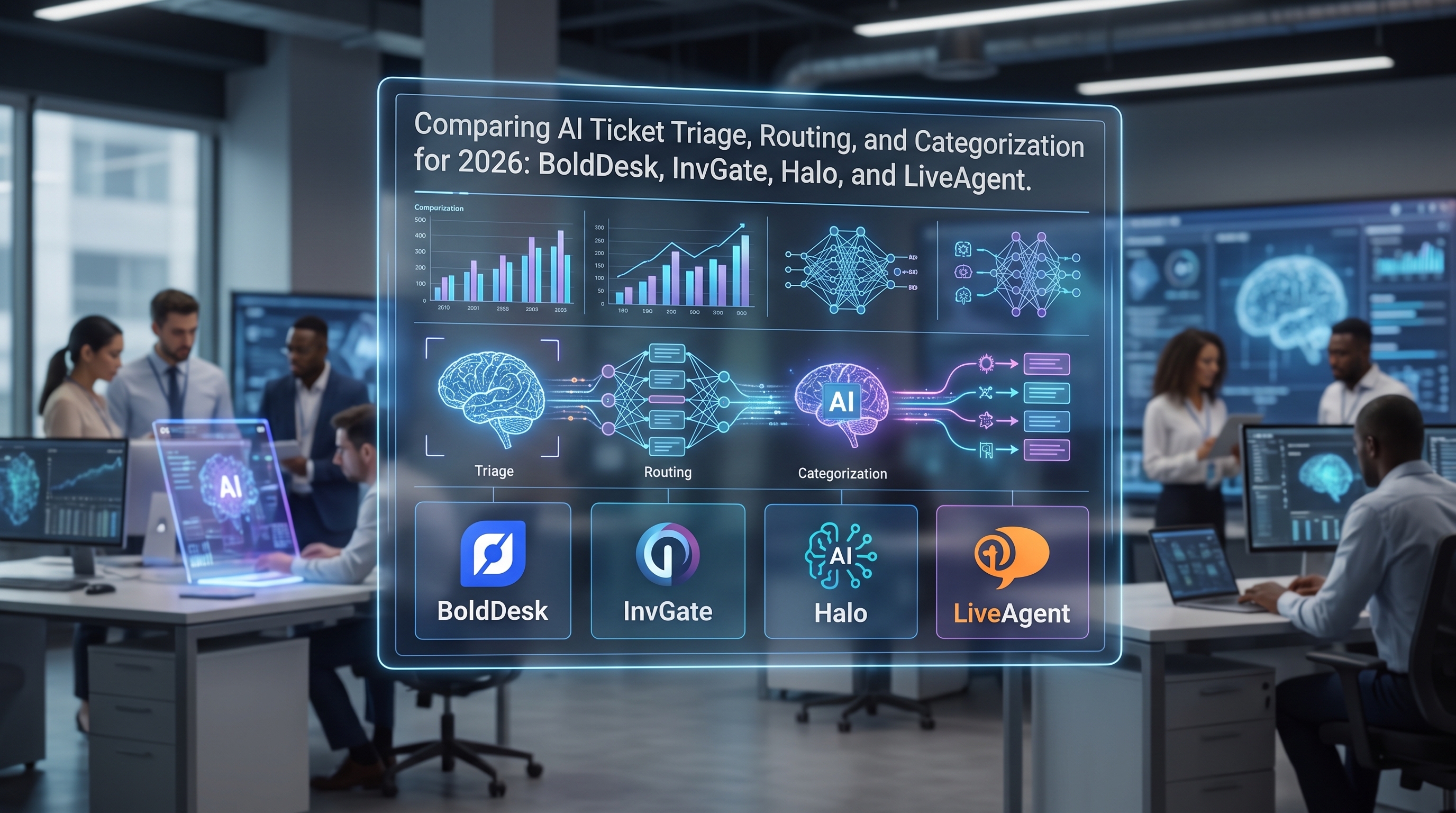 BoldDesk vs InvGate vs Halo vs LiveAgent: AI-biljettsortering, routing och kategorisering jämförd för 2026