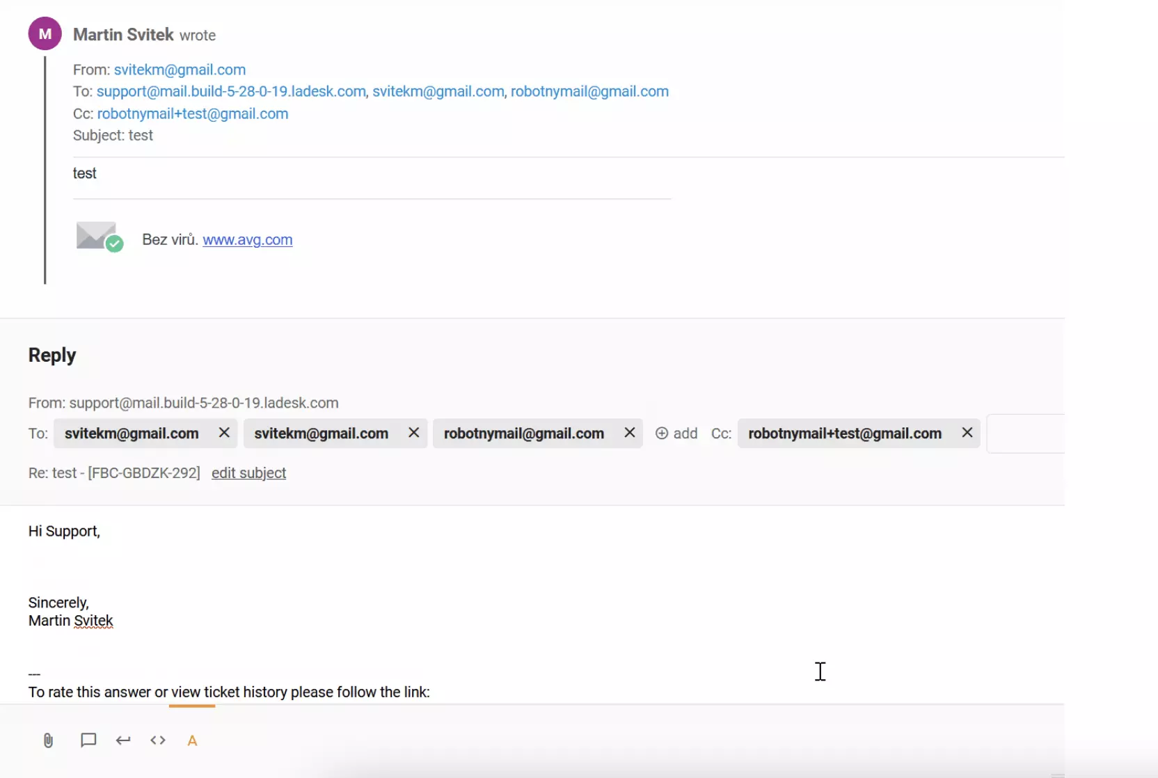 En bugg med duplicerad mottagare i cc i LiveAgent-ärenden