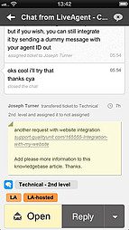LiveAgent iOS-app gränssnitt - Chattvy