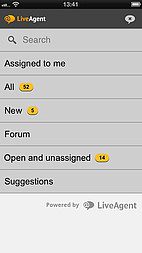 LiveAgent iOS-app gränssnitt - Ärendehantering