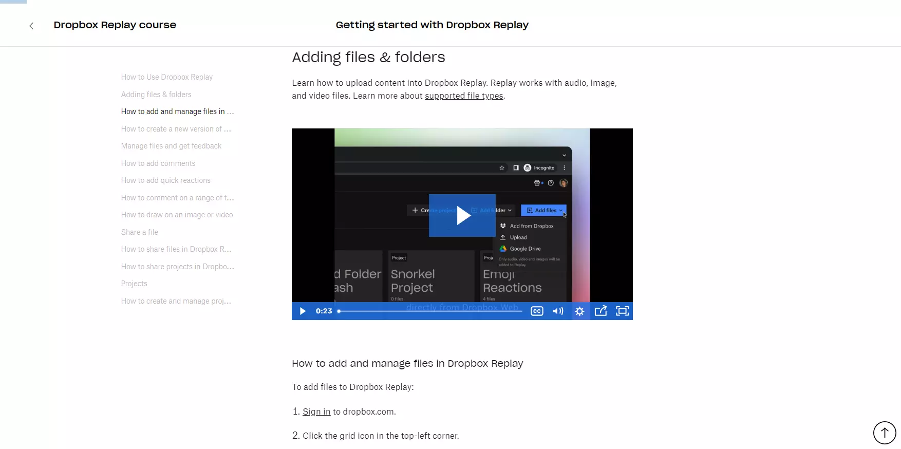 Dropbox videohandledning