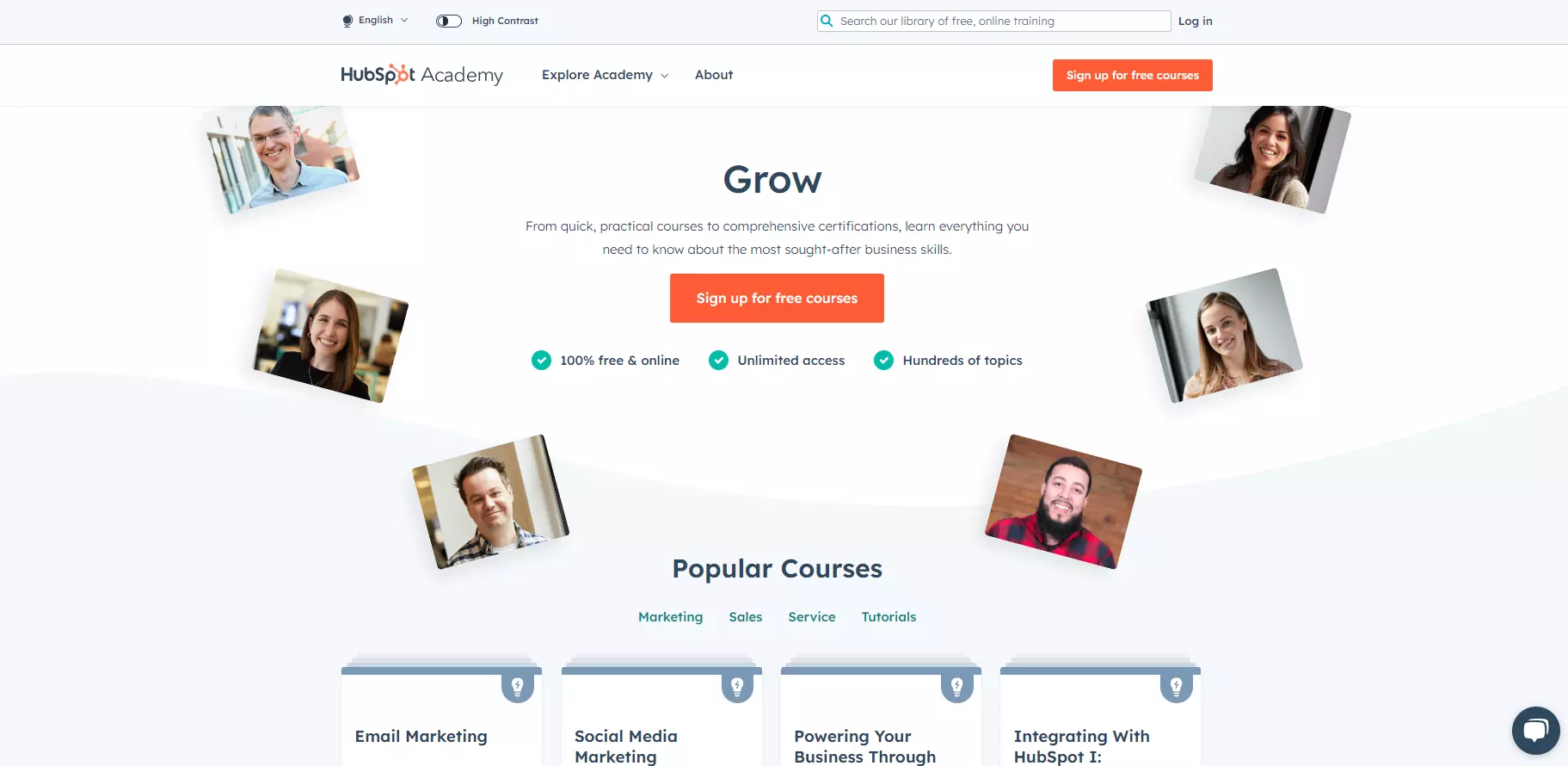 HubSpot Academy startsida