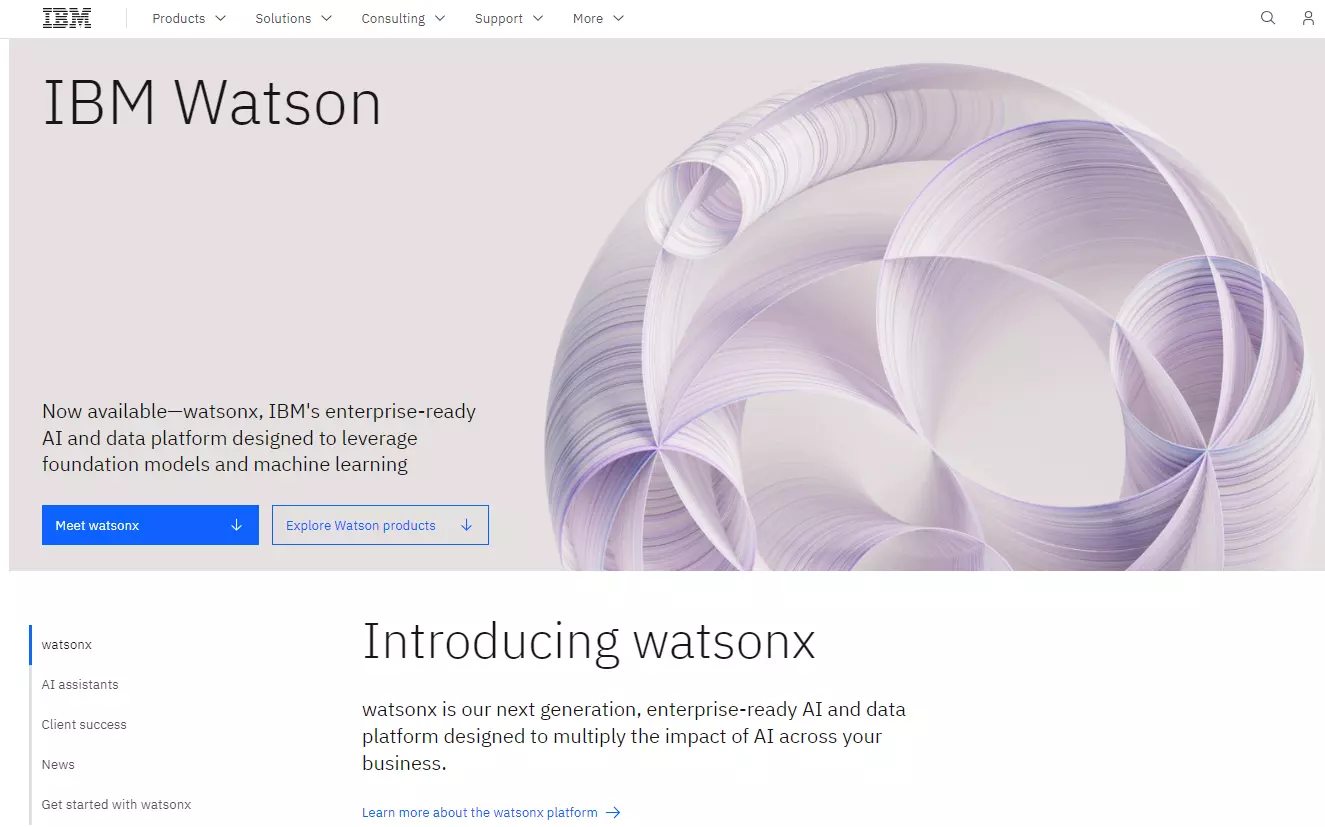 IBM Watson - AI- och dataplattformssida