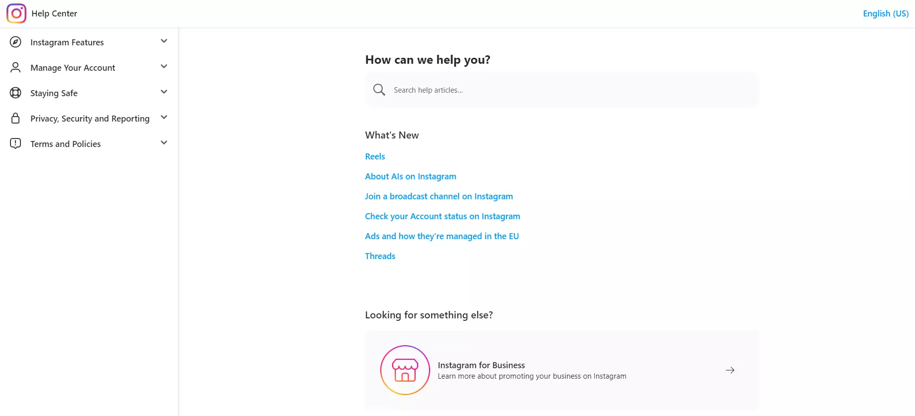 Instagram hjälpcenter
