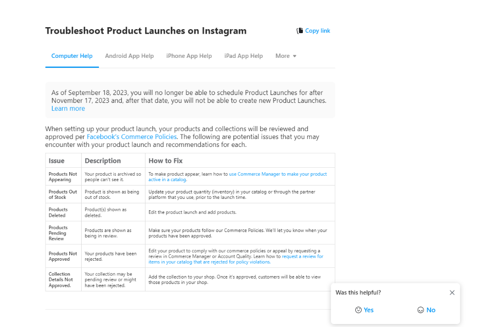 Instagram felsökning