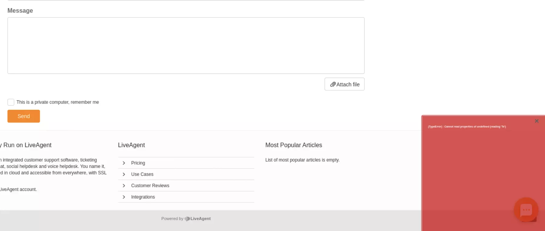 En bild som visar problemet med att skicka in kunskapsbasärenden i tidigare versioner av LiveAgent
