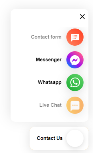LiveAgents Kontakta oss-knapp med flera kommunikationskanaler som ger tillgänglig support