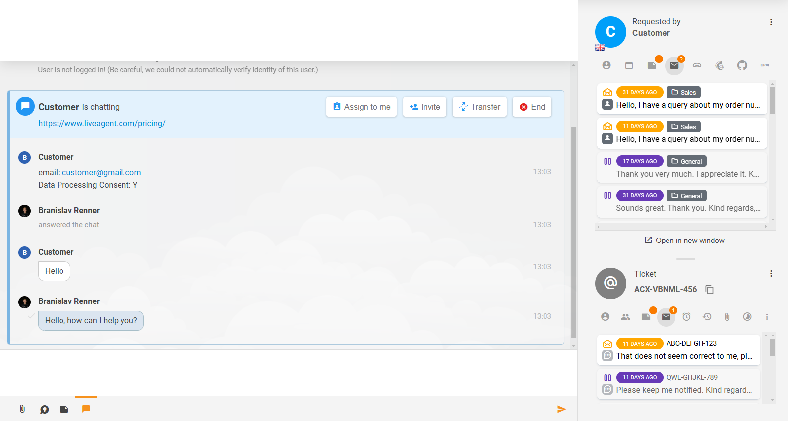 Förfinat ärendeinnehåll och relaterade sektioner i LiveAgent