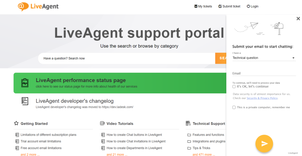 LiveAgent kunskapsbas supportportal