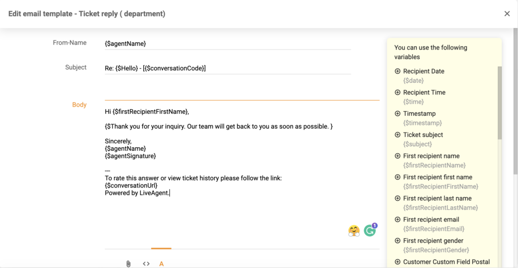 Ny mallredigerare i LiveAgent 5.26