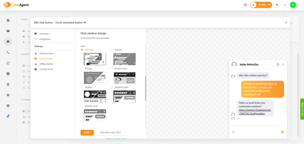 Ny design av LiveAgent livechattfönster