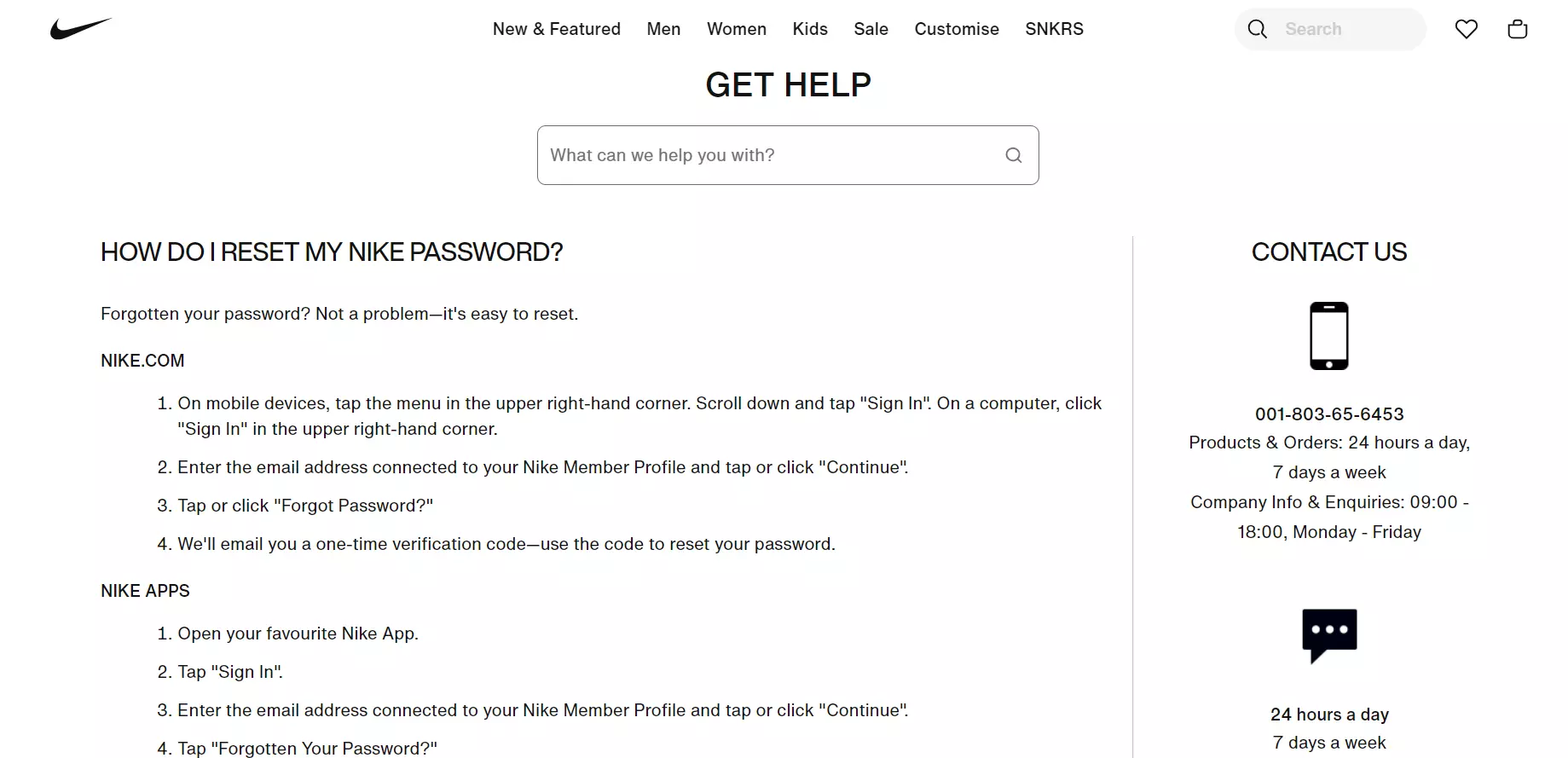 Nikes bekväma kontaktinformation