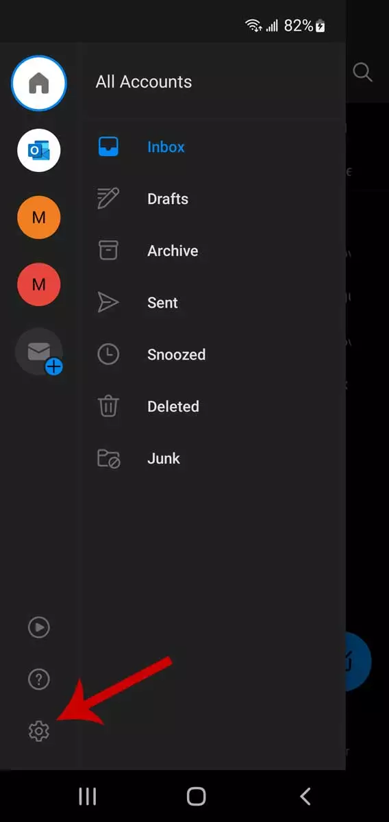 Outlook email threading on mobile devices, step 2