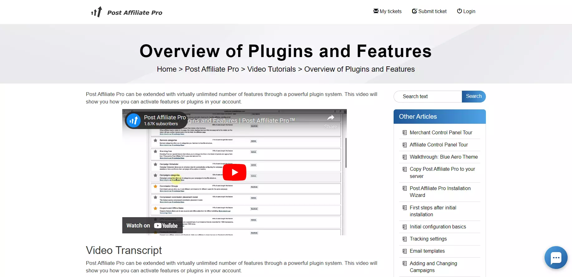 Post Affiliate Pro videohandledning
