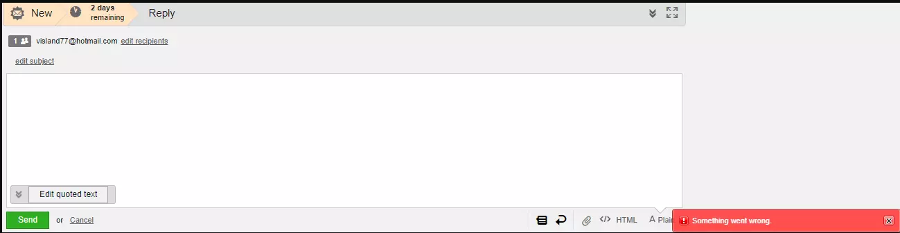 Sparande av ogiltig e-postmall