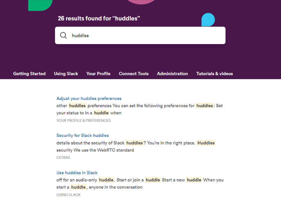 Slack sökfunktionalitet