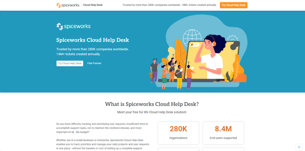 Spiceworks hemsida - verktyg för att effektivisera dina IT-hanteringsprocesser