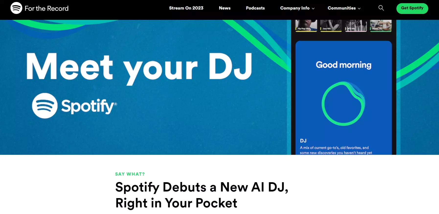 Spotify AI DJ-hemsida