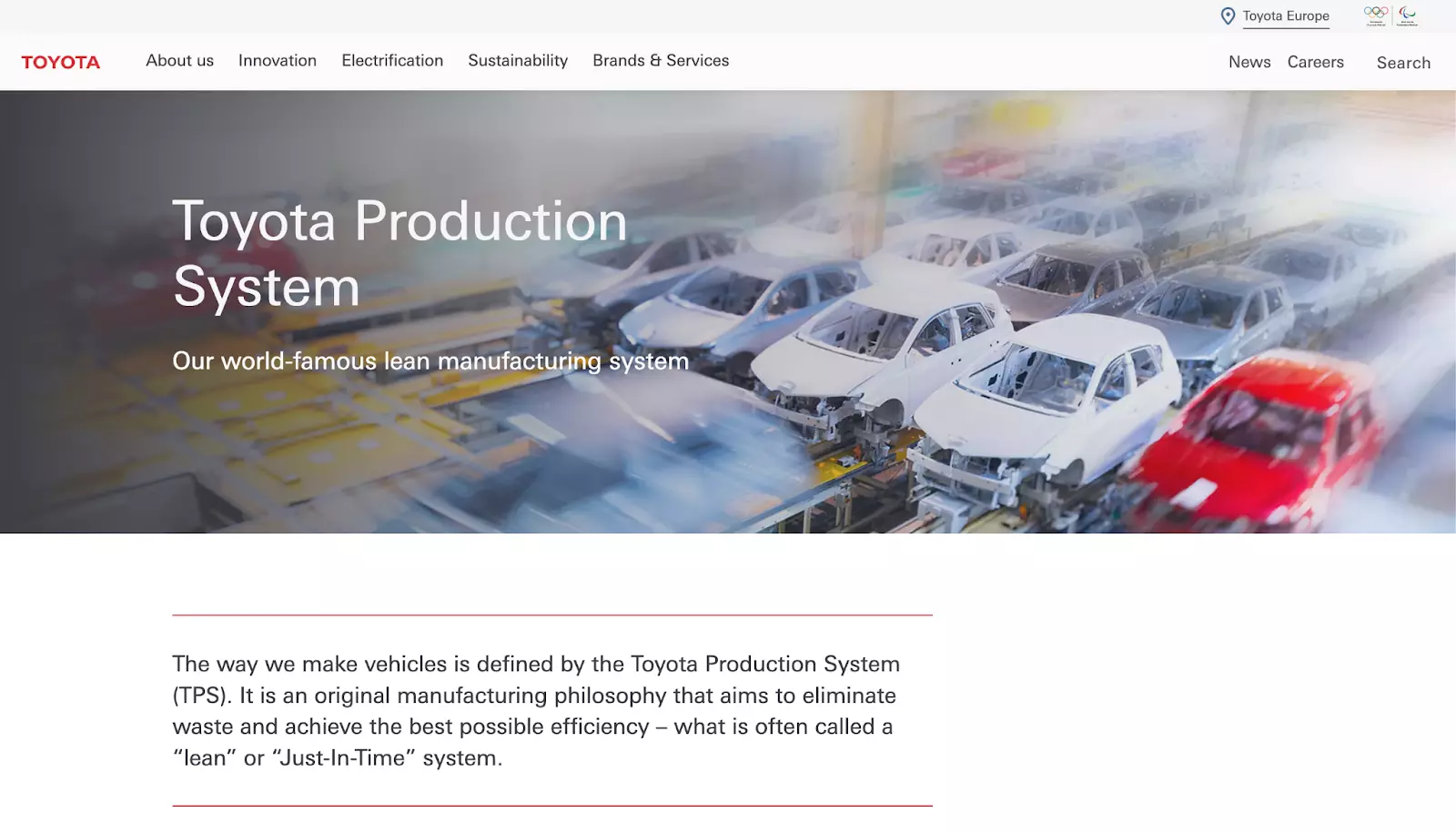Toyota Motor Corporation hemsida