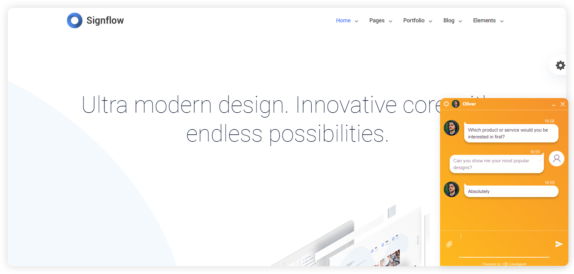 Example of a proactive chat invitation window