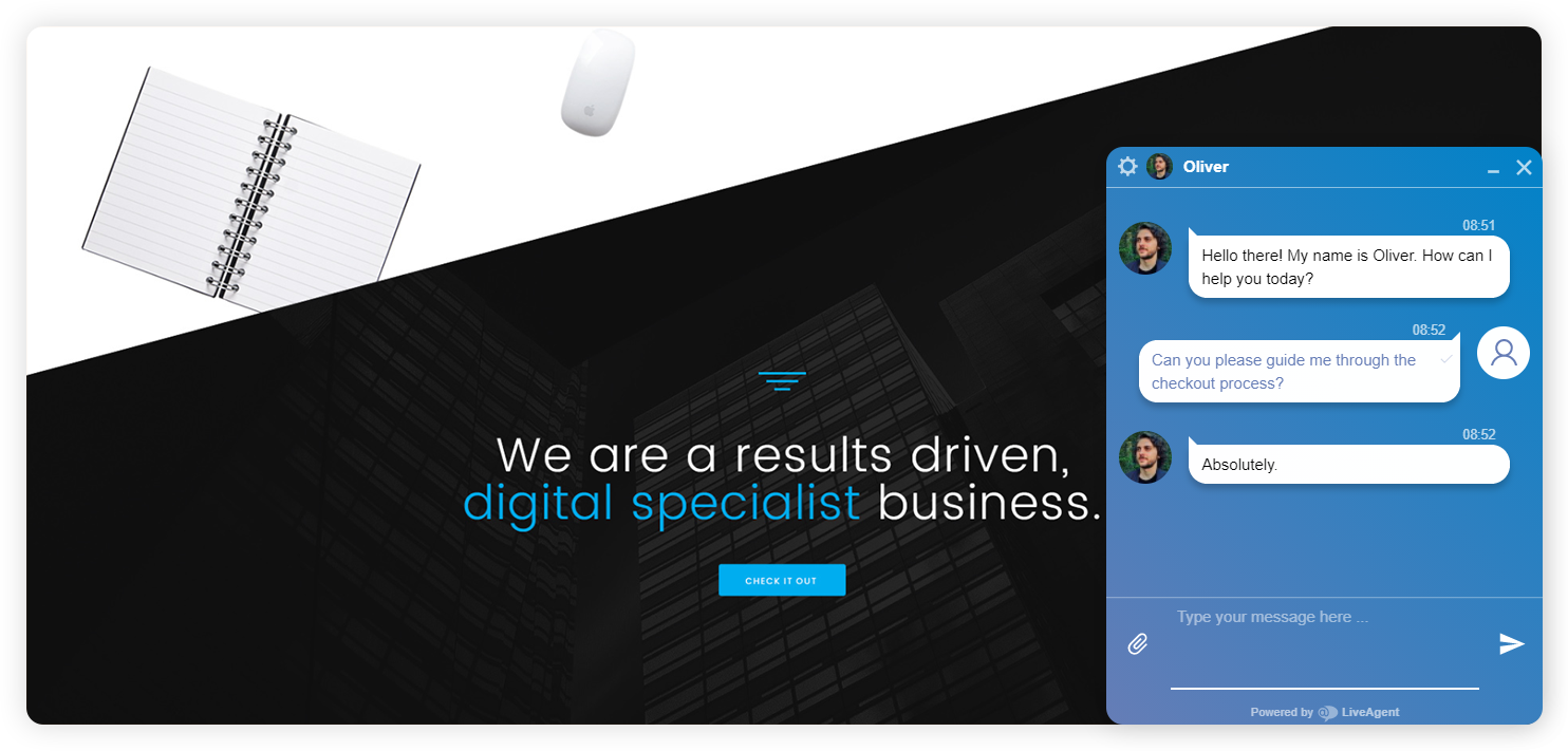 Exempel på en företags livechattkonversation