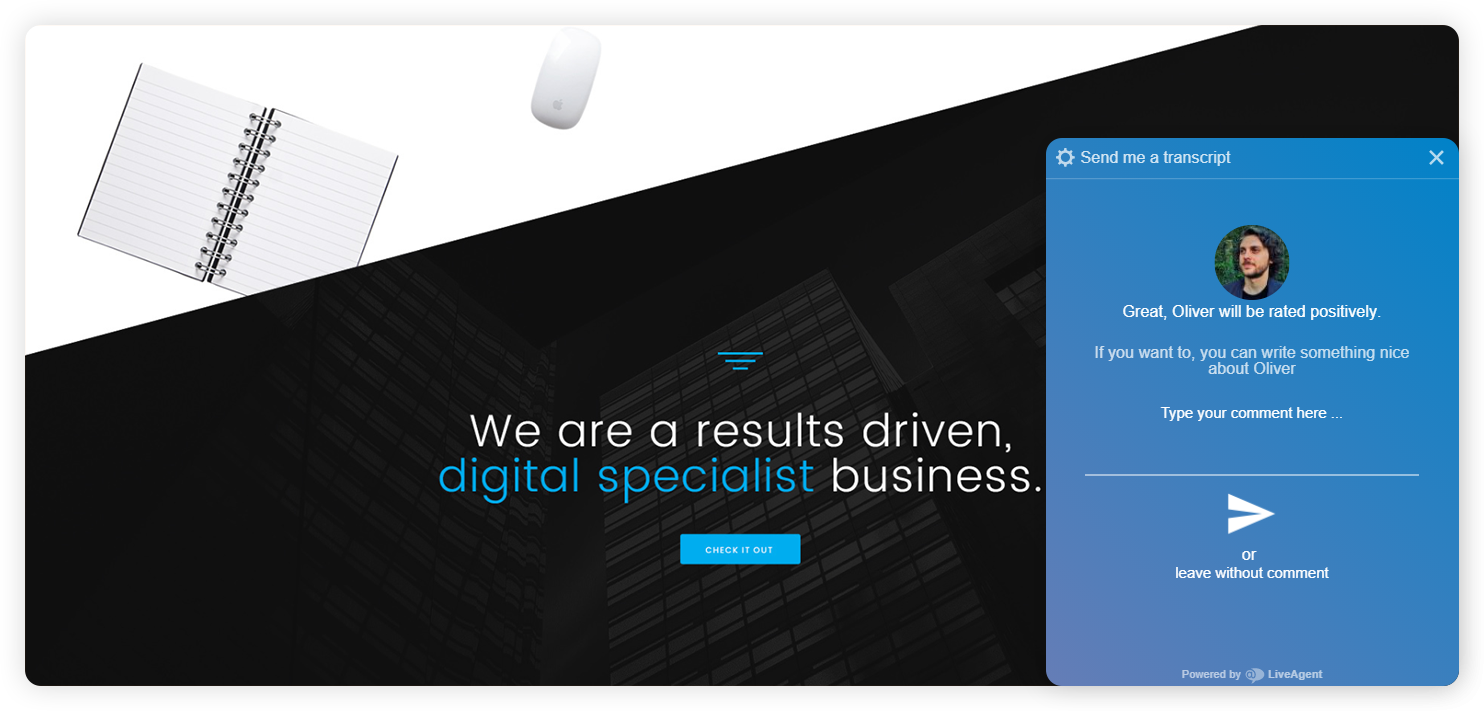 Exempel på en enkät efter chatt för företag