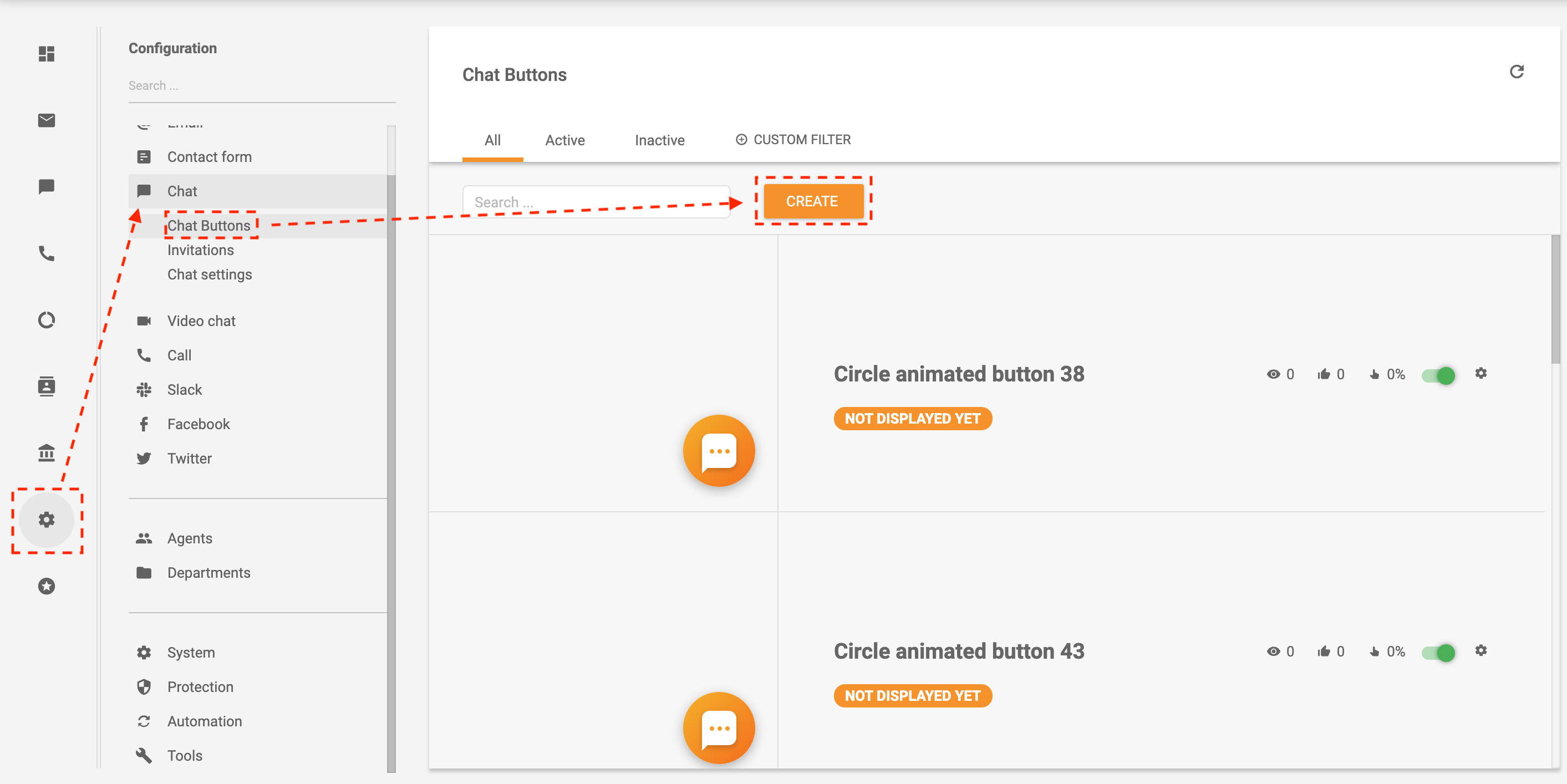 Exempel på hur man skapar en chattknapp